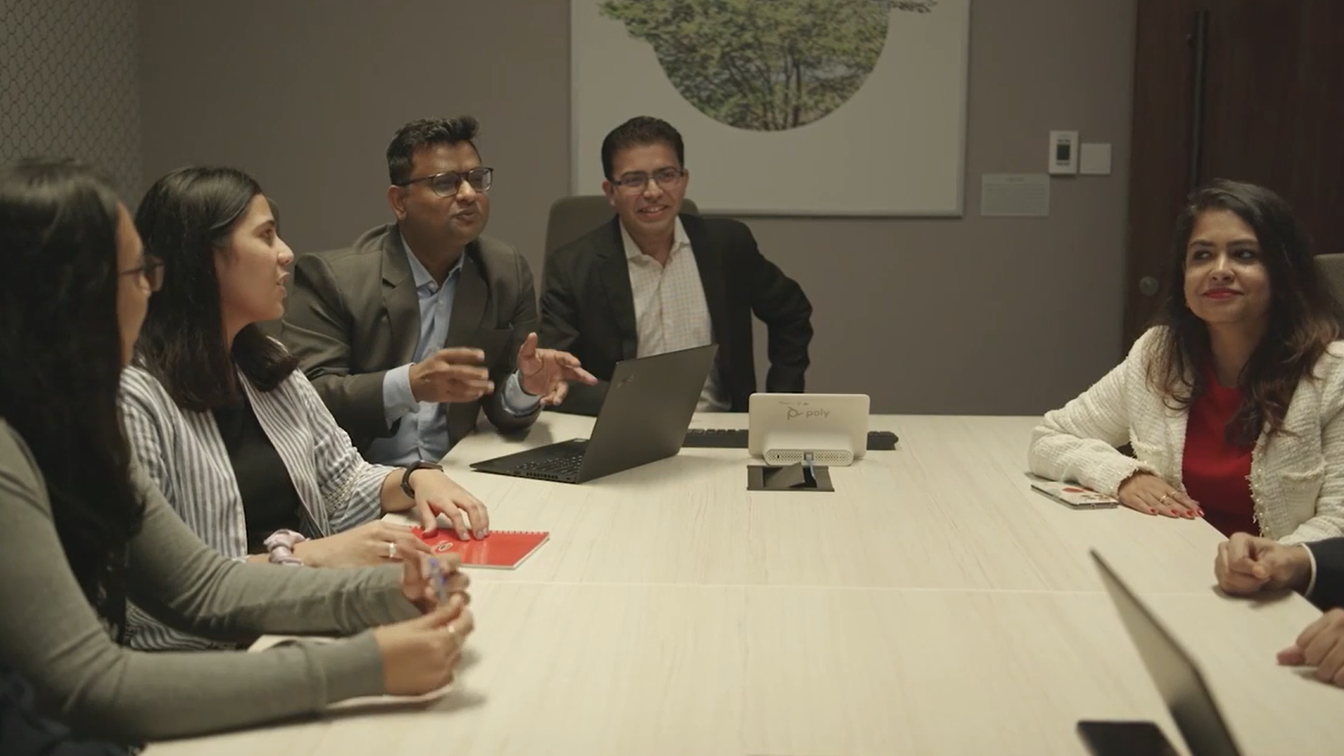 colleagues meeting in a modern conference room 